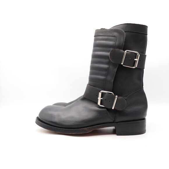 Vintage TUK Leather Boots 2 Buckle Black Leather Men\'s Size 11 Pull On Boots main image 6